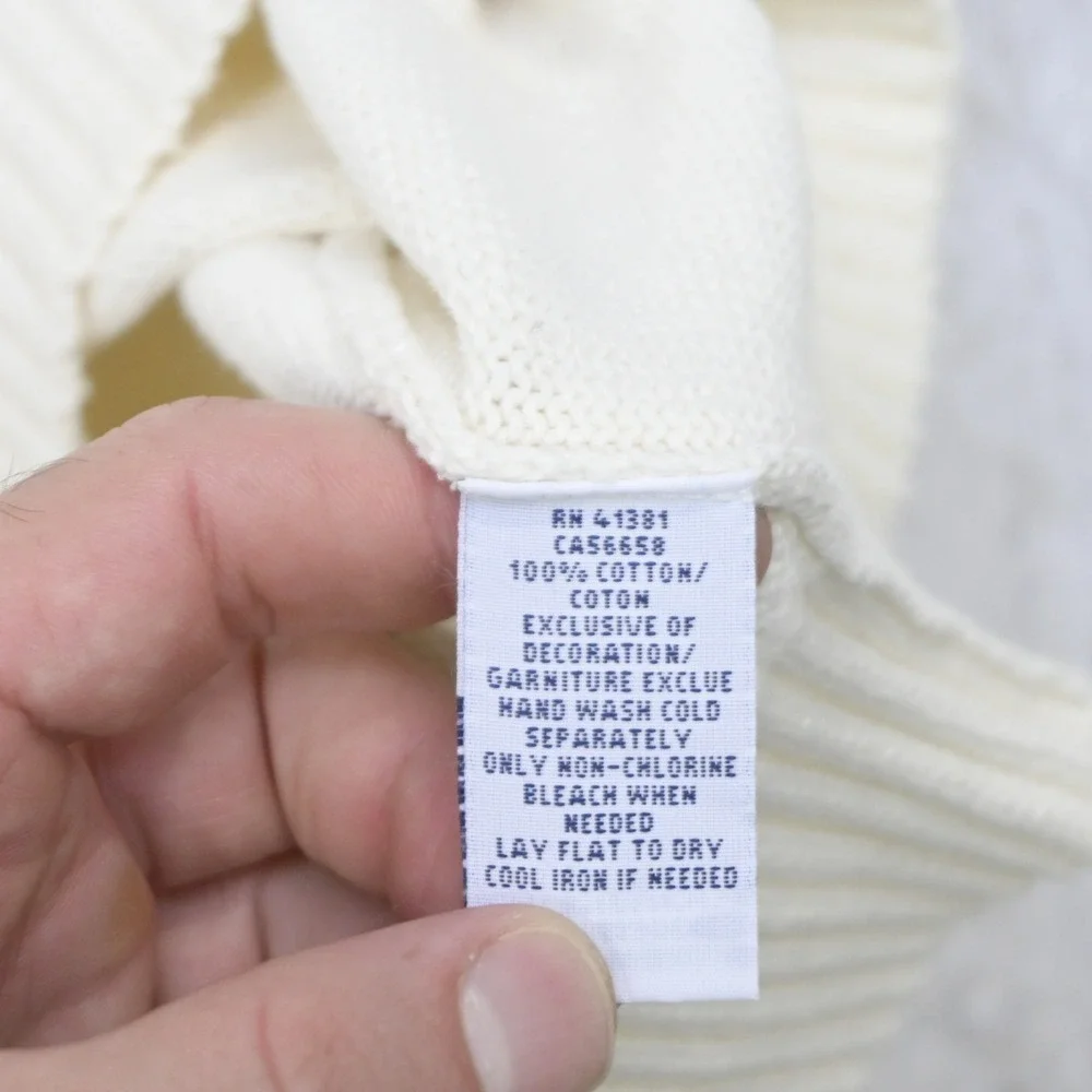 Polo Ralph Lauren Knit Sweater Mens XL Cream Mock Neck Cotton Pullover 3 Button